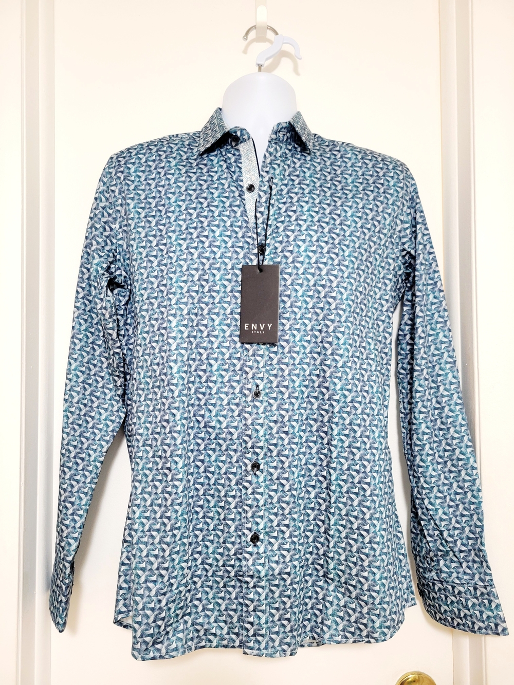 Envy Men’s Blue & Teal Geometric Button-Down Shirt